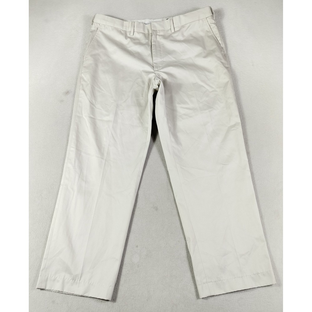 Lands' End Pants Mens 38 White Cotton Chino Traditional Fit Office Business